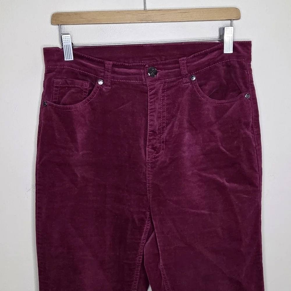 DG2 by Diane Gilman | Burgundy Tall Length Straight Leg Velour Pants Size 8T